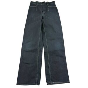& other Stories Stockholm Atelier Jeans Women 2 Black White Stich Wide Leg Denim
